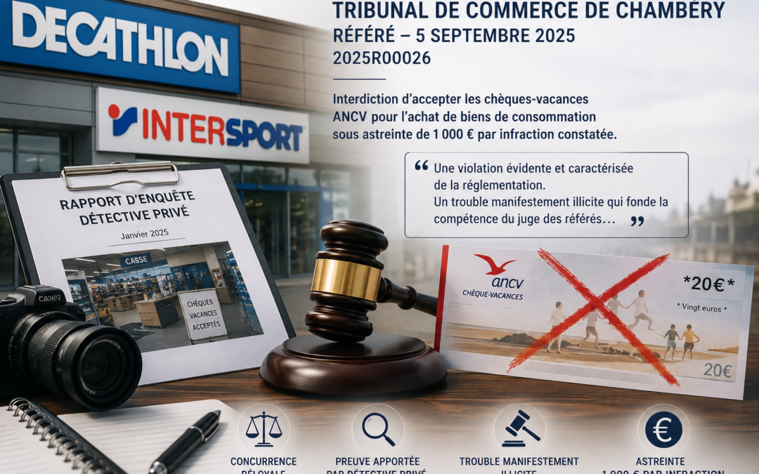Chèques-vacances ANCV et concurrence déloyale : la preuve par détective privé validée en référé